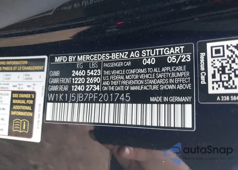 2023 Mercedes-Benz E 450 z USA, uszkodzony, nr VIN W1K1J5JB7PF201745